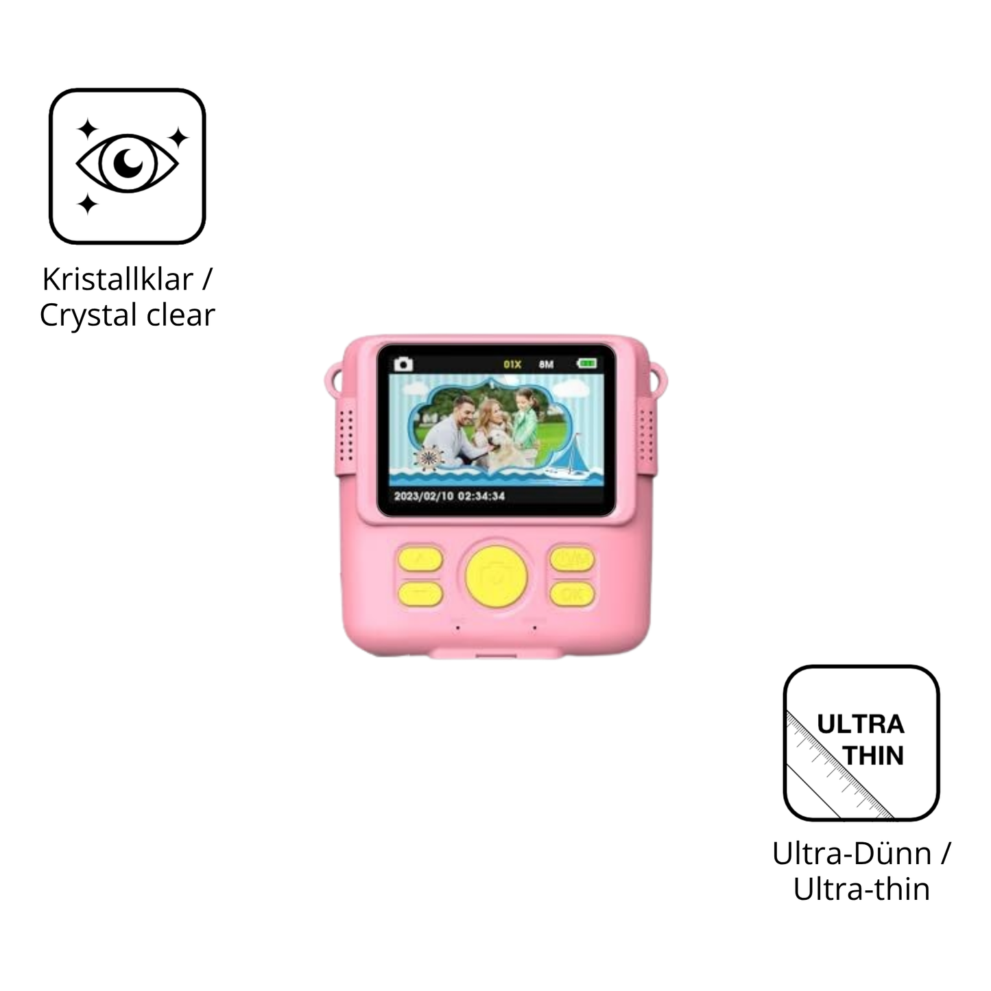 Dünne und klare Folie passend zugeschnitten für Frelisty Kinder Digitalkamera 1080P