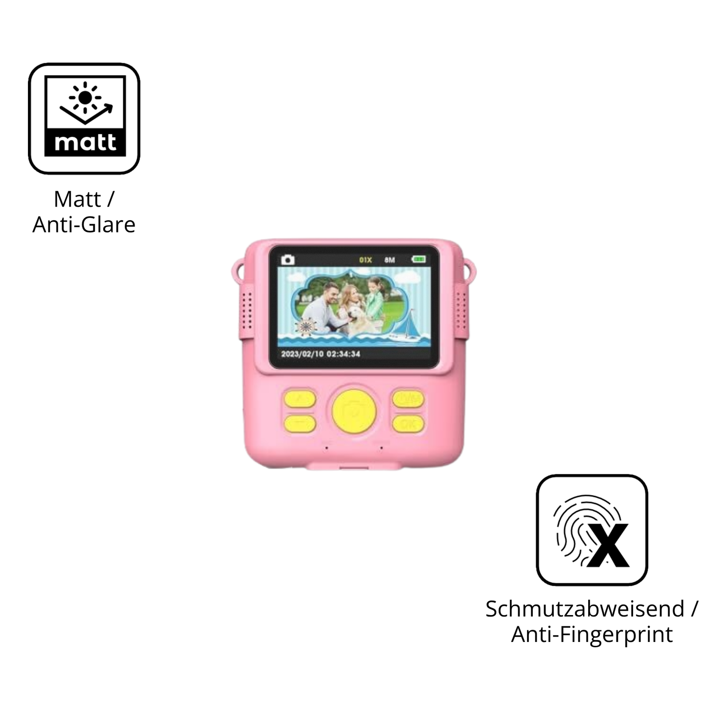 9H Hartbeschichtete, flexible Folie passend zugeschnitten für Frelisty Kinder Digitalkamera 1080P