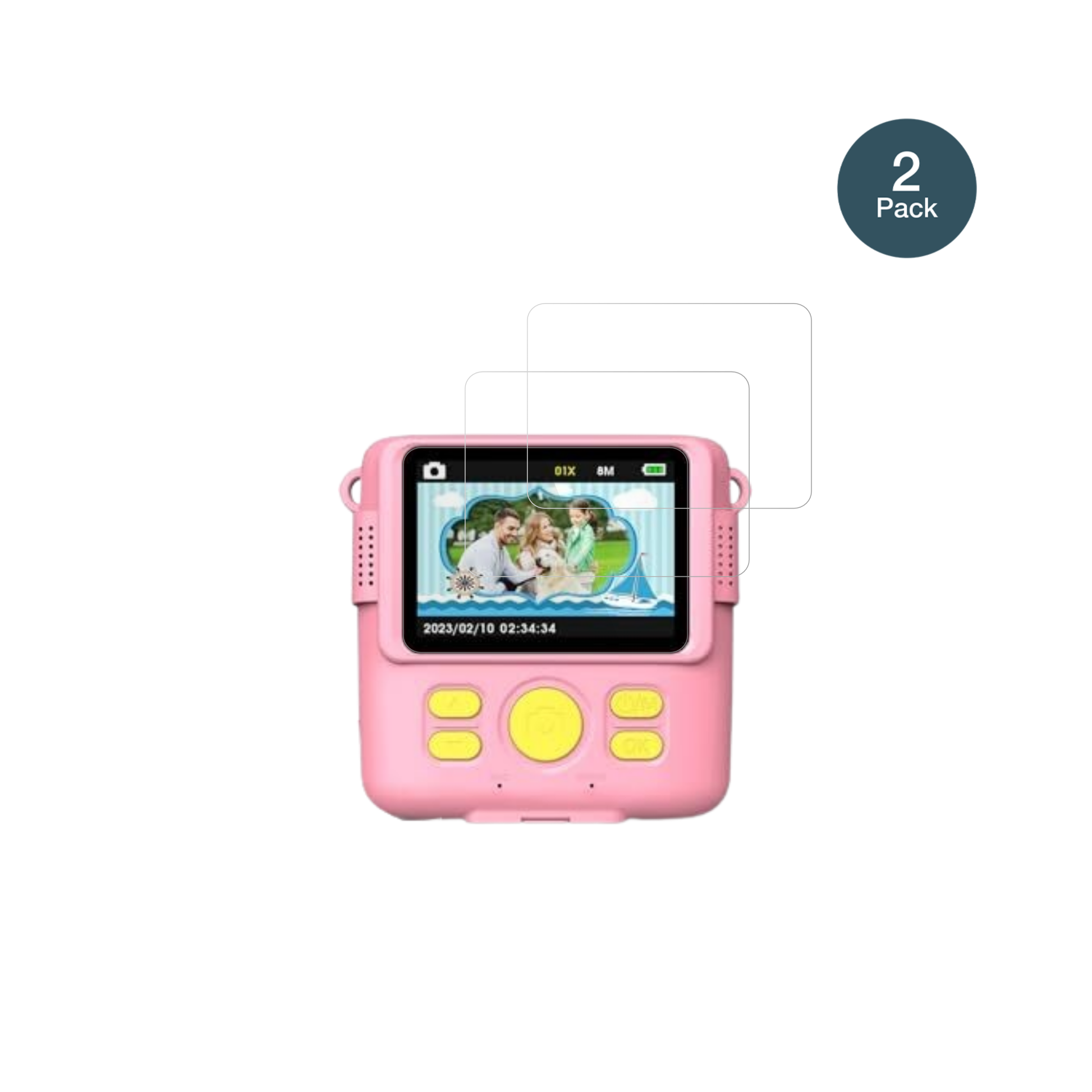 FrelistyKinder Digitalkamera 1080P mit aufgebrachter dipos Flex Schutzfolie, glasklare Darstellung ohne Einschränkungen