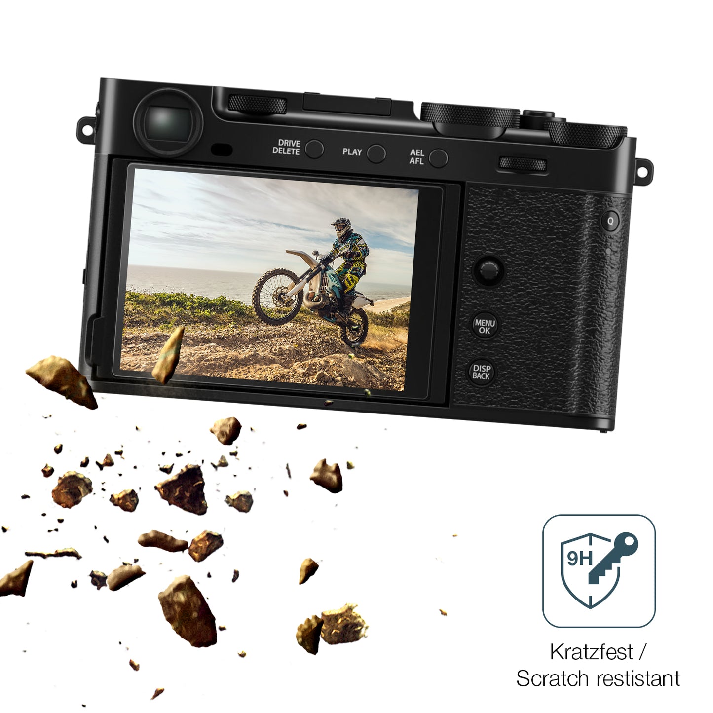 dipos Displayschutz für Fujifilm X-E5, mattierte Oberfläche, robuste Festigkeit und perfekte Passform