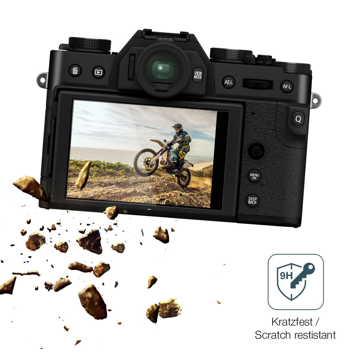 dipos Displayschutz für Fujifilm X-T30 II, transparente Oberfläche, perfekte Passform auch für die Rundungen