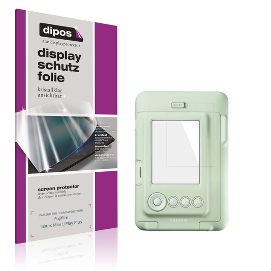 Klare Displayschutzfolie von dipos passend für fujifilminstax mini liplay plus, präziser Zuschnitt und blasenfrei montiert