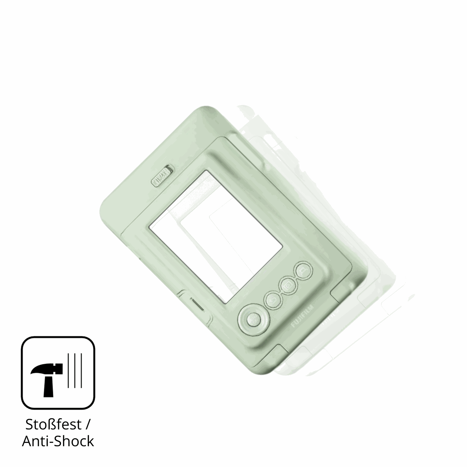 Schutz gegen Kratzer auf dem fujifilminstax mini liplay plus Glas durch Schlüssel, Stöße gegen die Tischkante oder Stürze