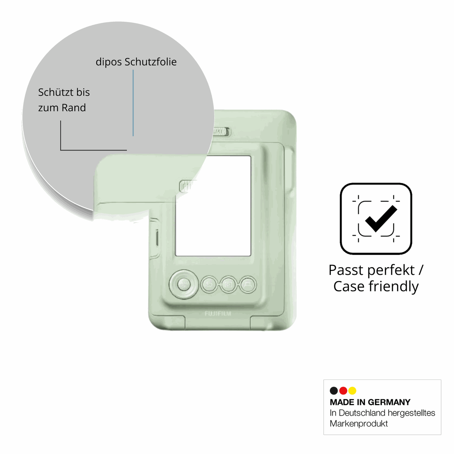 Schutzglasfolie mit optimaler Passform, zur Verwendung mit Hüllen geeignet
