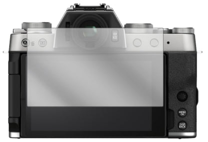 FujifilmX-T200 mit aufgebrachter dipos Displayschutzfolie, glasklare Darstellung ohne Einschränkungen