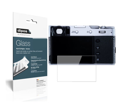 Klare Displayschutzfolie von dipos passend für Fujifilm X100V, 9H kratzfest und blasenfrei montiert