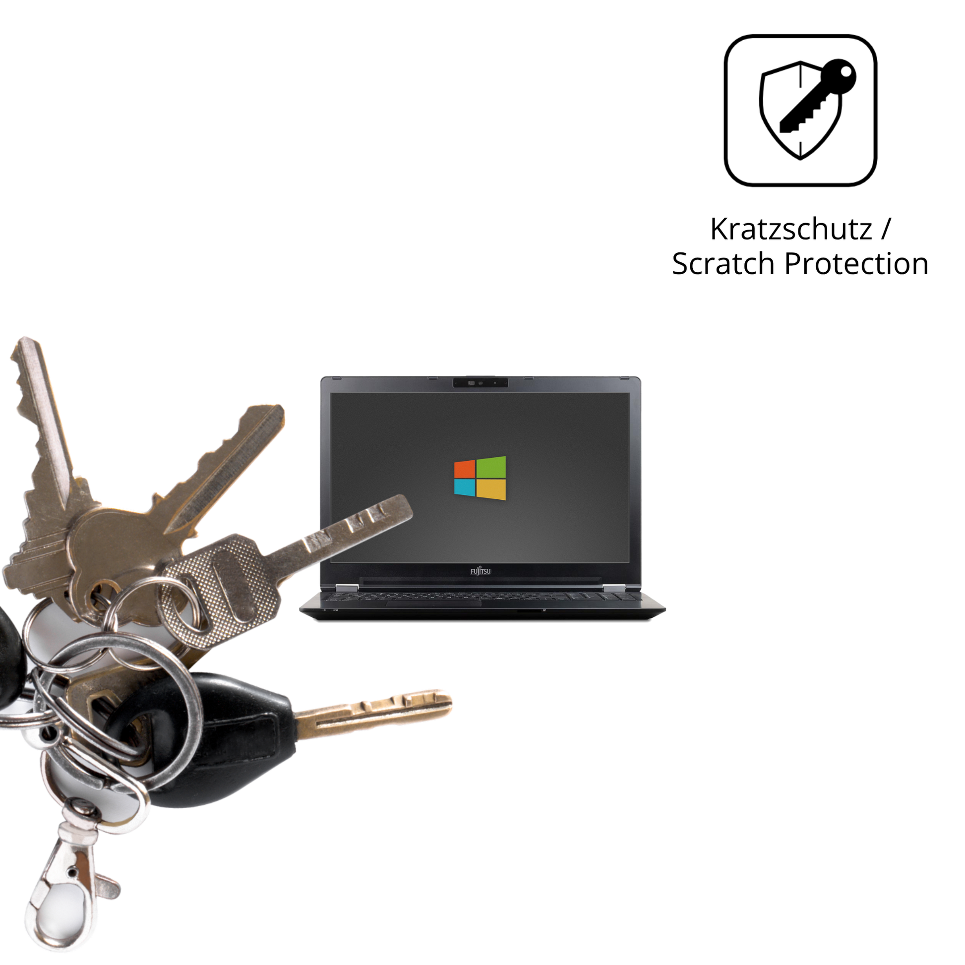 Schutz gegen Kratzer auf dem Fujitsu LifeBook U7510 Glas durch Schlüssel oder Ähnliches