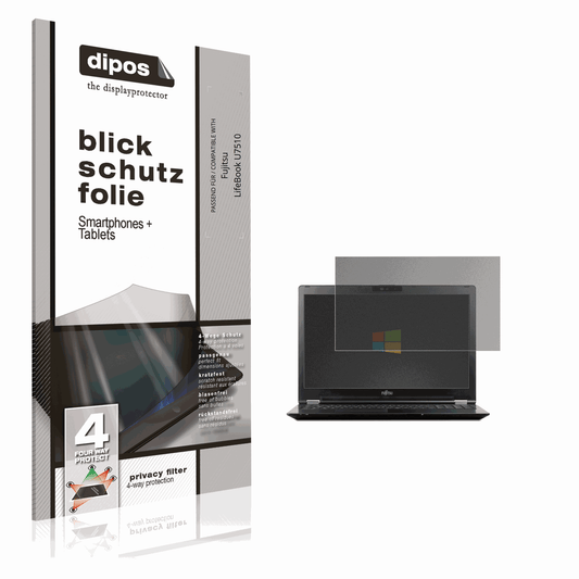 Blickschutzfolie von dipos passend für Fujitsu LifeBook U7510, präziser Zuschnitt und blasenfrei montiert