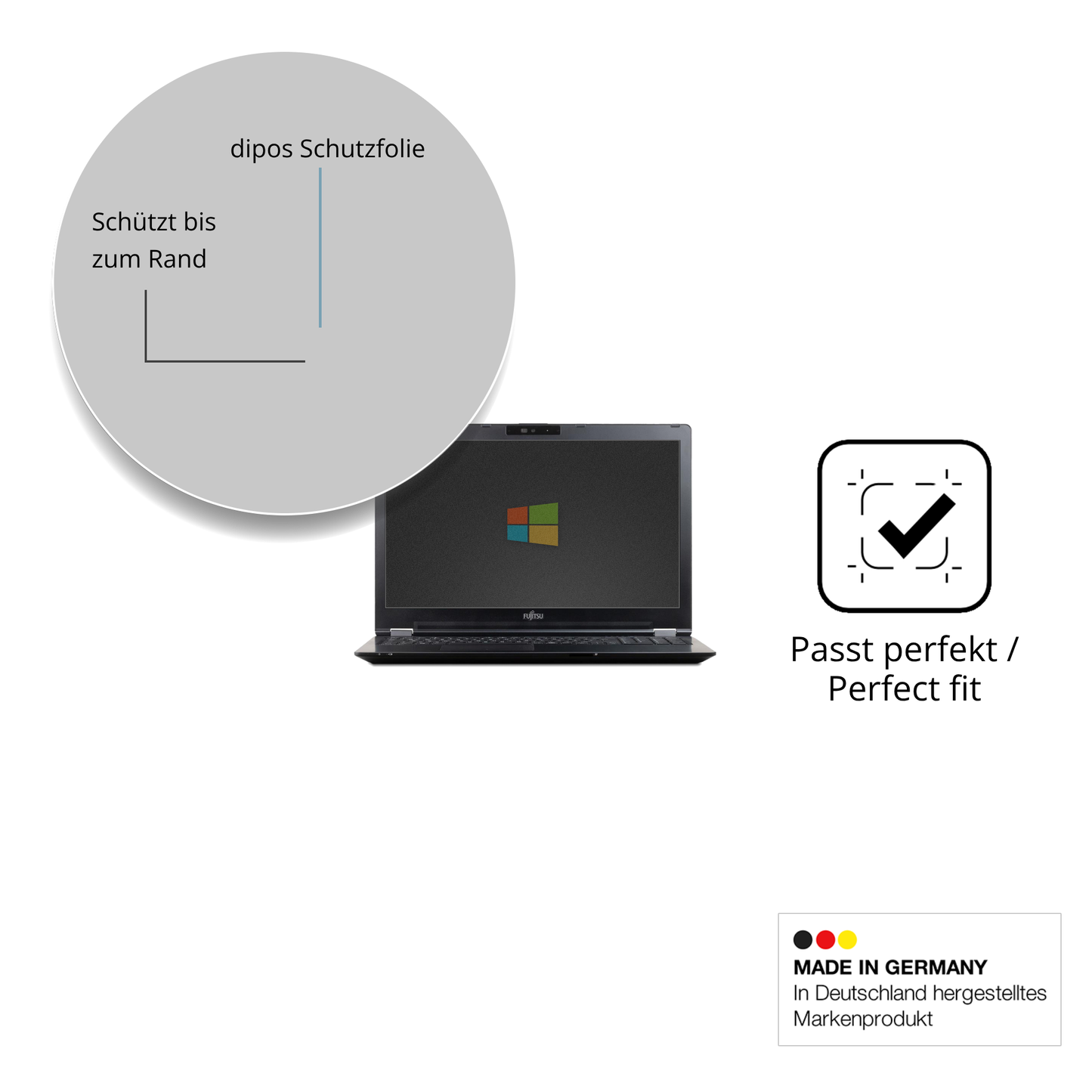 Schutz gegen Kratzer auf dem Fujitsu LifeBook U7510 Glas durch Schlüssel oder Ähnliches