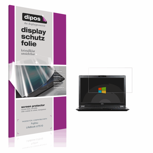 Klare Displayschutzfolie von dipos passend für Fujitsu LifeBook U7510, präziser Zuschnitt und blasenfrei montiert
