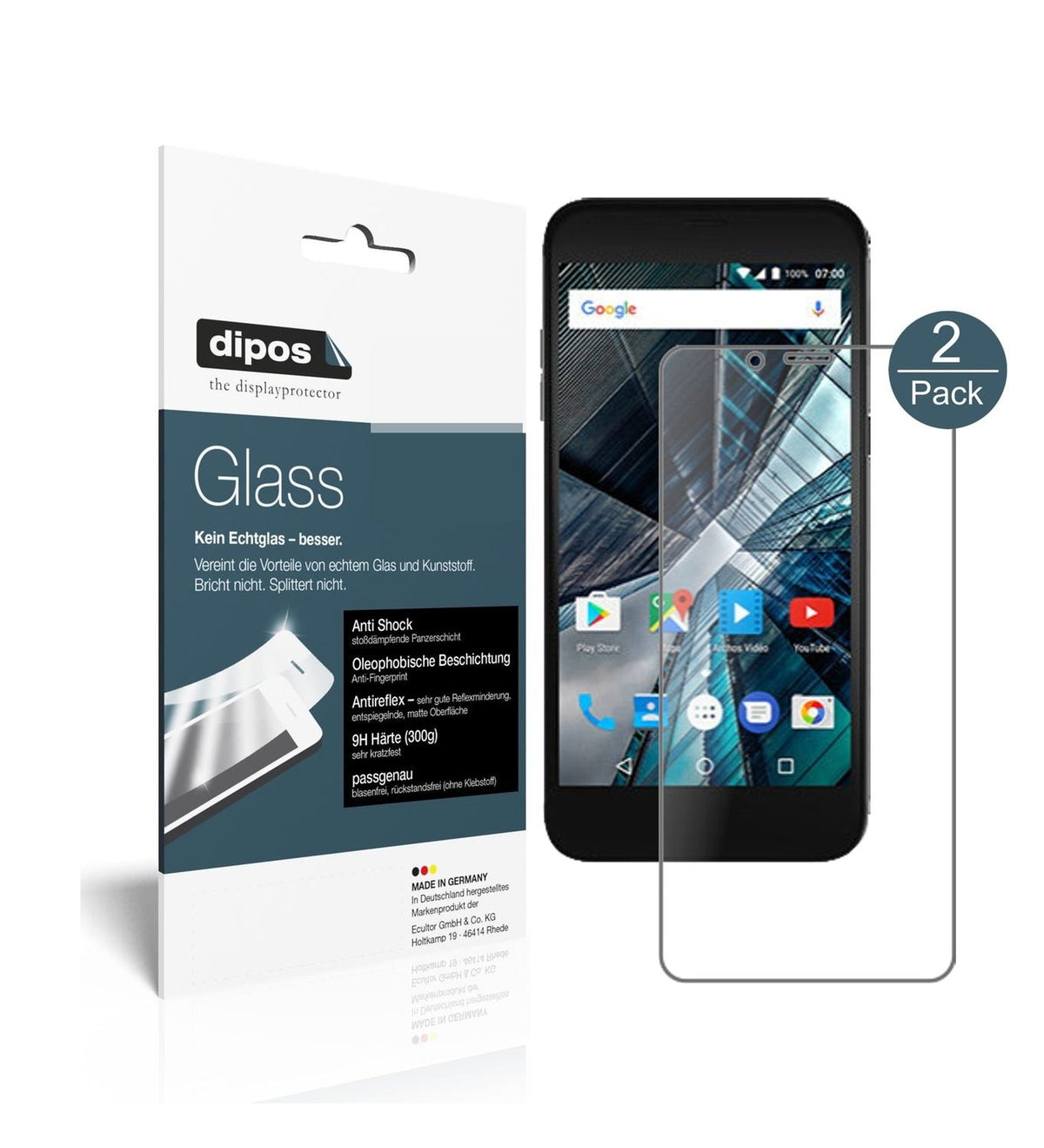 1x 9H Matte Screen Protector for Archos Sense 50 DC Tempered Glass