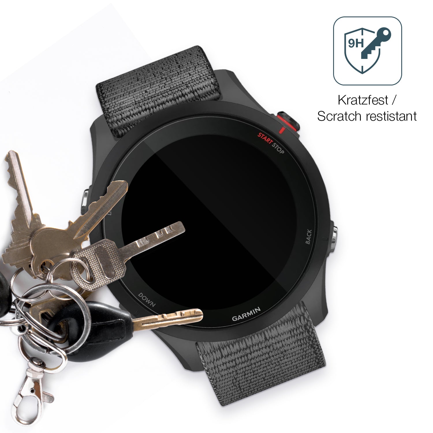 dipos Displayschutz für Garmin Forerunner 255, transparente Oberfläche, perfekte Passform auch für die Rundungen