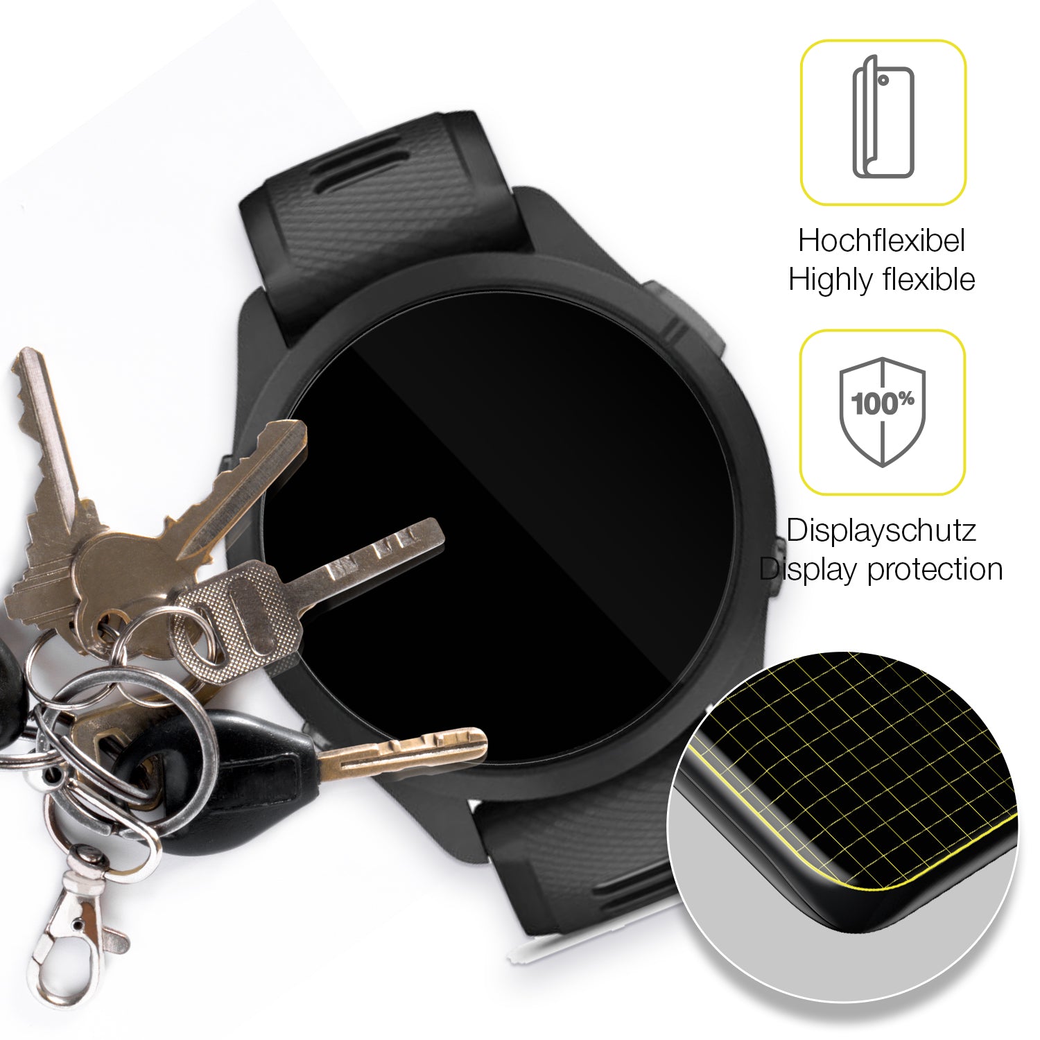 dipos Displayschutz für Garmin Forerunner 265 46mm, transparente Oberfläche, geringe Dicke und perfekte Passform