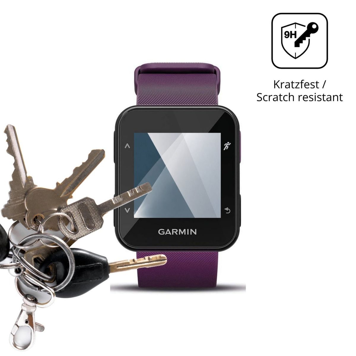 dipos Displayschutz für Garmin Forerunner 30, transparente Oberfläche, perfekte Passform auch für die Rundungen