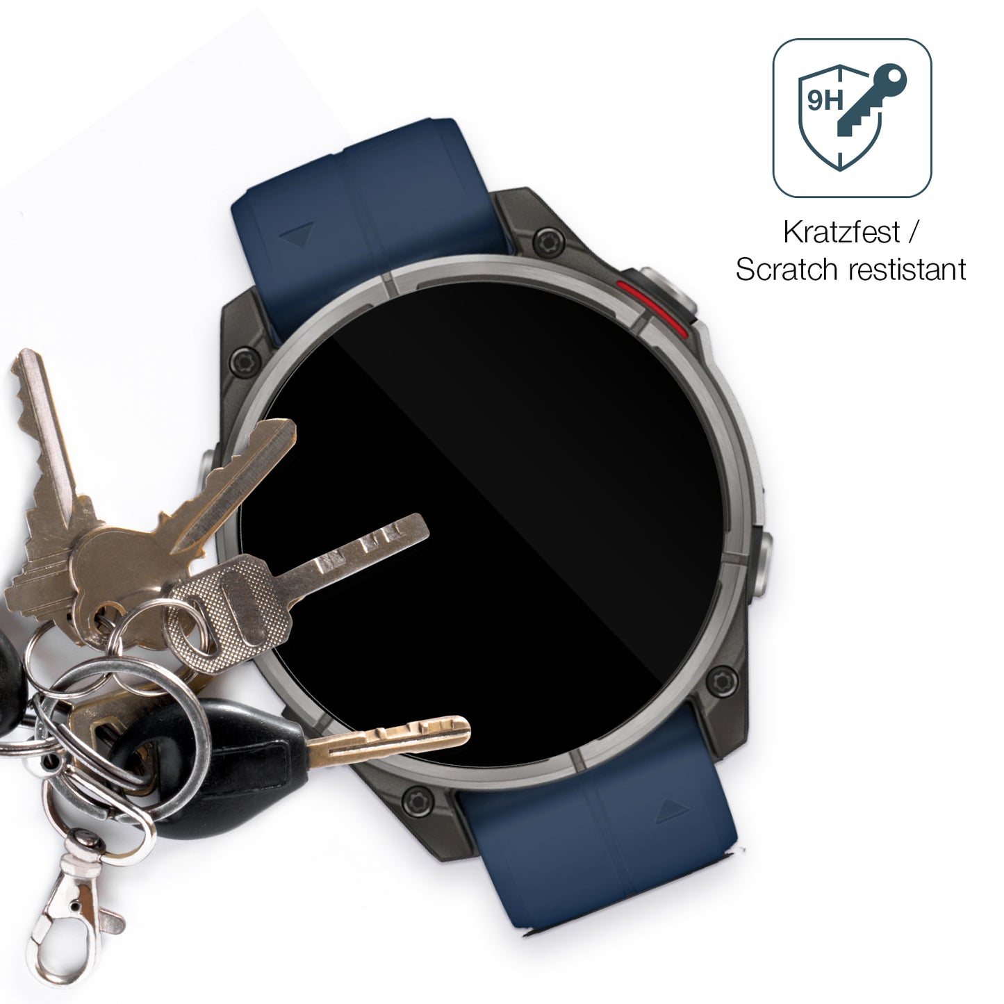 dipos Displayschutz für Garmin Quatix 8 51mm, transparente Oberfläche, perfekte Passform auch für die Rundungen