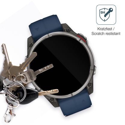 dipos Displayschutz für Garmin Quatix 8 51mm, transparente Oberfläche, perfekte Passform auch für die Rundungen