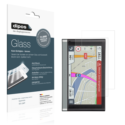 Matte Displayschutzfolie von dipos passend für Garmin 65 LMT, 9H kratzfest und blasenfrei montiert