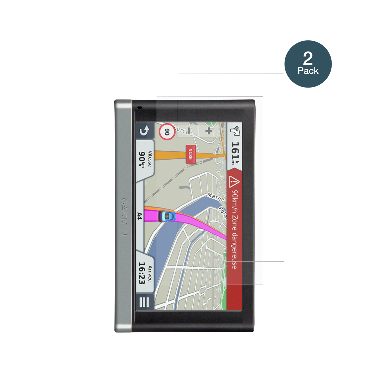 Garmin65 LMT mit aufgebrachter dipos Panzerfolie, die lästige Fingerabdrücke minimiert