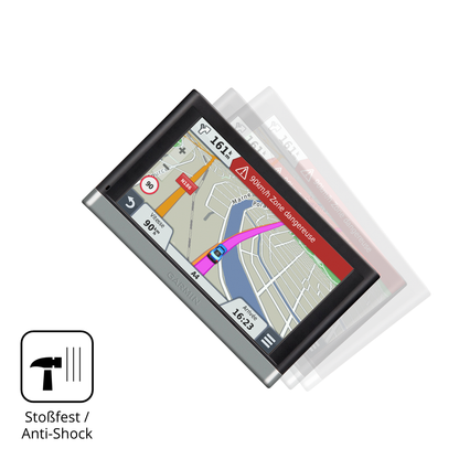 Schutz gegen Kratzer auf dem Garmin 65 LMT Glas durch Schlüssel, Stöße gegen die Tischkante oder Stürze