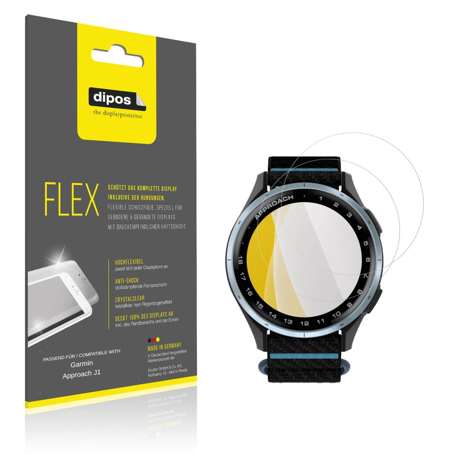 Klare Displayschutzfolie von dipos passend für Garmin Approach J1, 100% Displayabdeckung und blasenfreie Montage