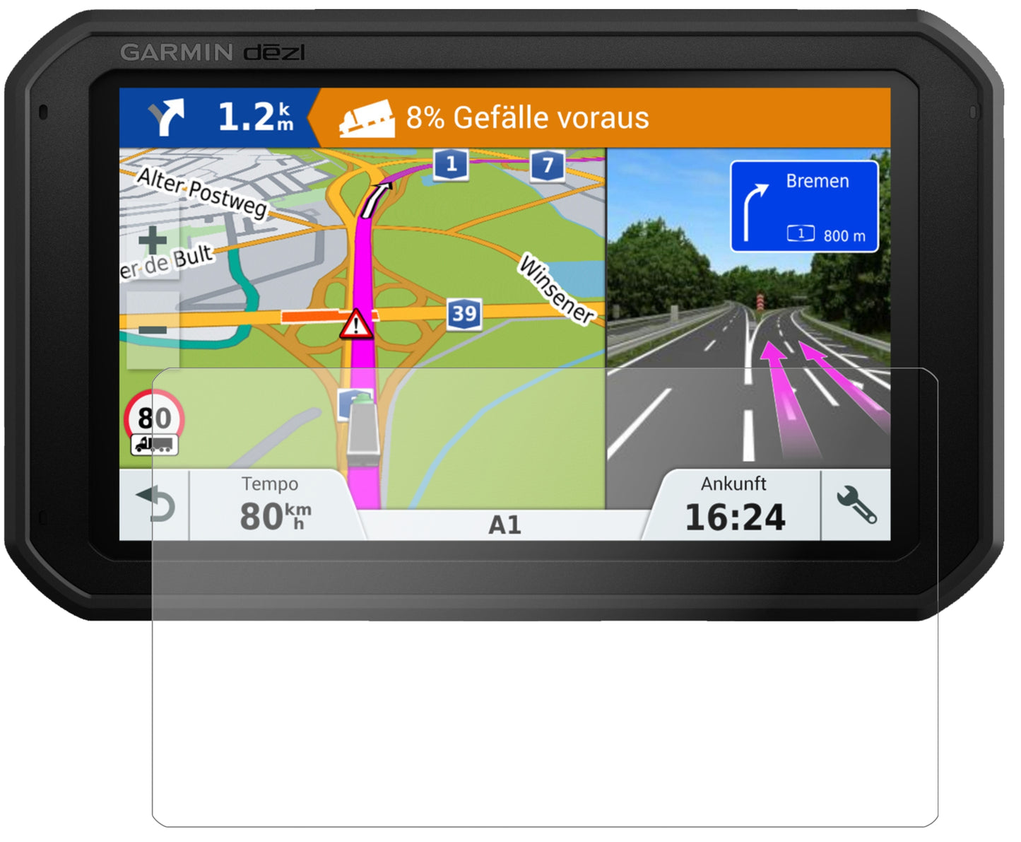 1x 9H Schutzfolie matt für Garmin Dezlcam 785 LMT-D EU Panzerfolie