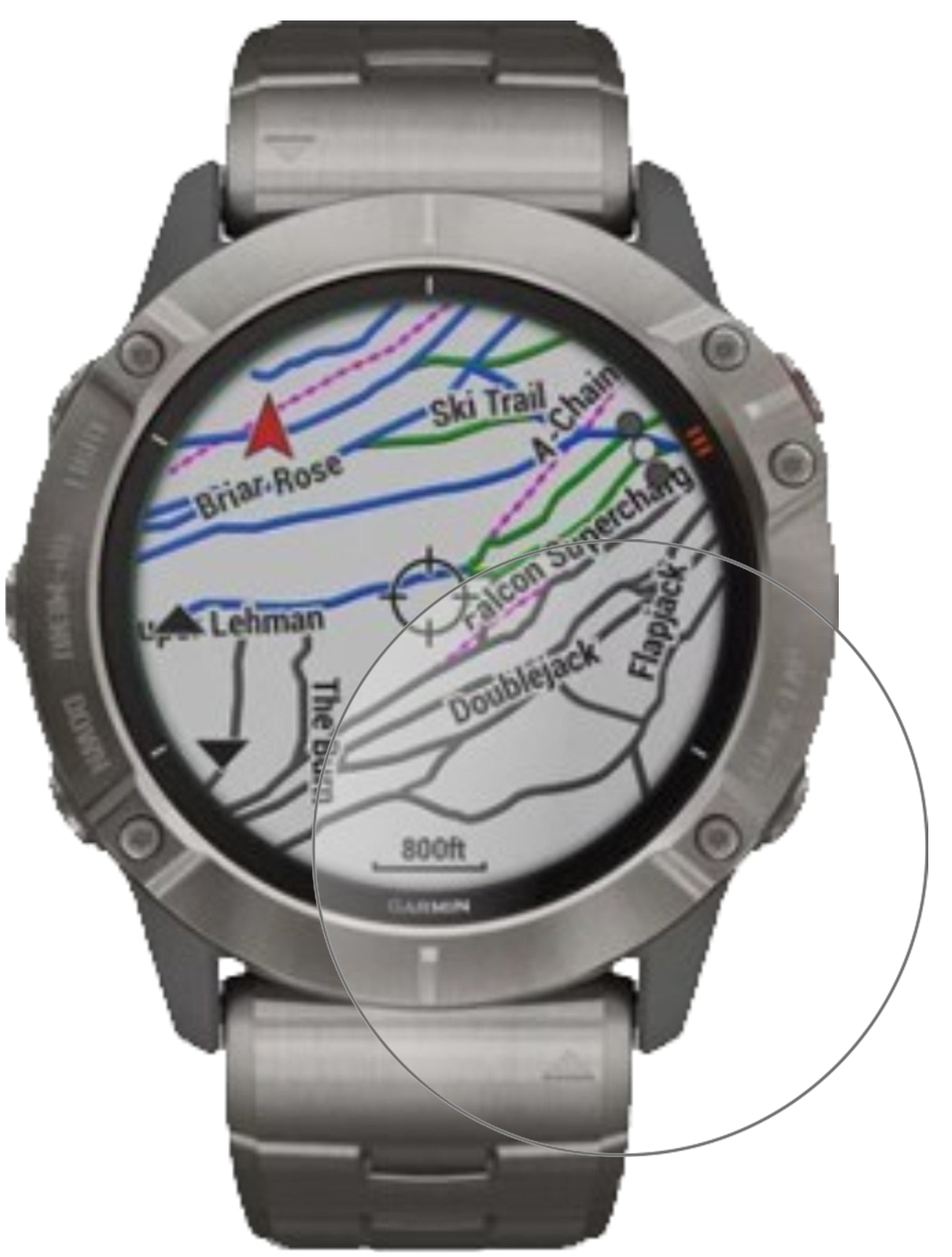 Garminfenix 6X Pro mit aufgebrachter dipos Panzerfolie, die lästige Fingerabdrücke minimiert