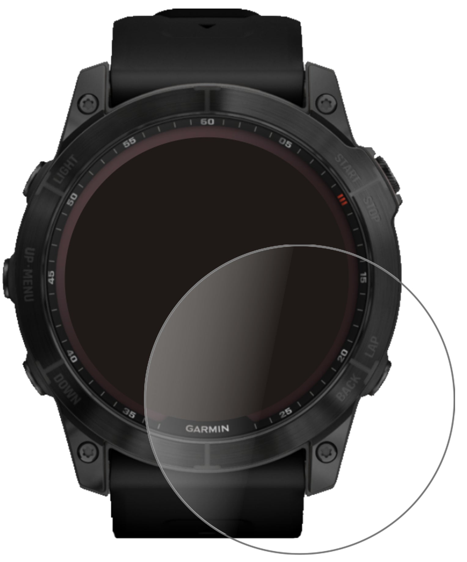 GarminFenix 7 (47 mm) mit aufgebrachter dipos Panzerfolie, die lästige Fingerabdrücke minimiert
