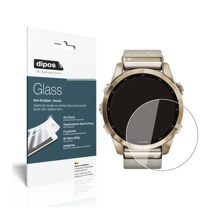 Klare Displayschutzfolie von dipos passend für Garmin Fenix 7S (42 mm), 9H kratzfest und blasenfrei montiert