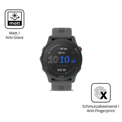 Dünne und entspiegelnde Folie passend zugeschnitten für Garmin Forerunner 255