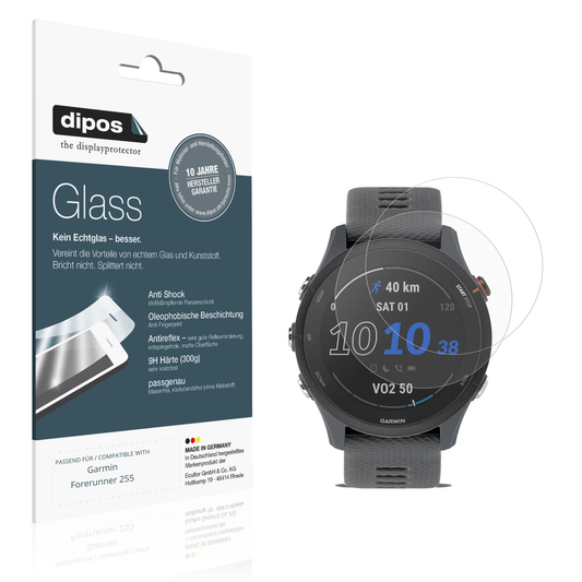 Matte Displayschutzfolie von dipos passend für Garmin Forerunner 255, 9H kratzfest und blasenfrei montiert