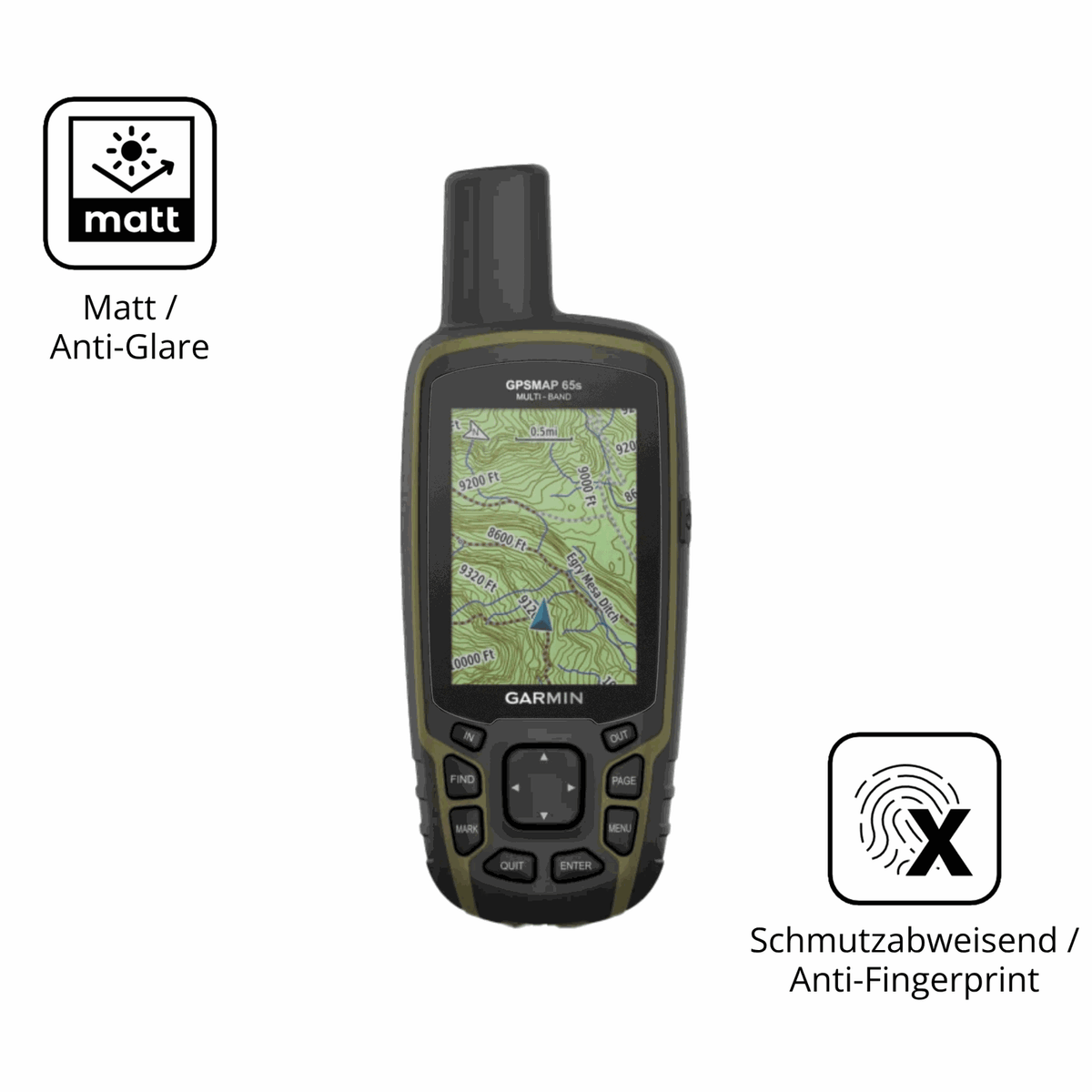 2x Screen Protector for Garmin GPSMAP 65s matte Flexible Glass 9H dipos
