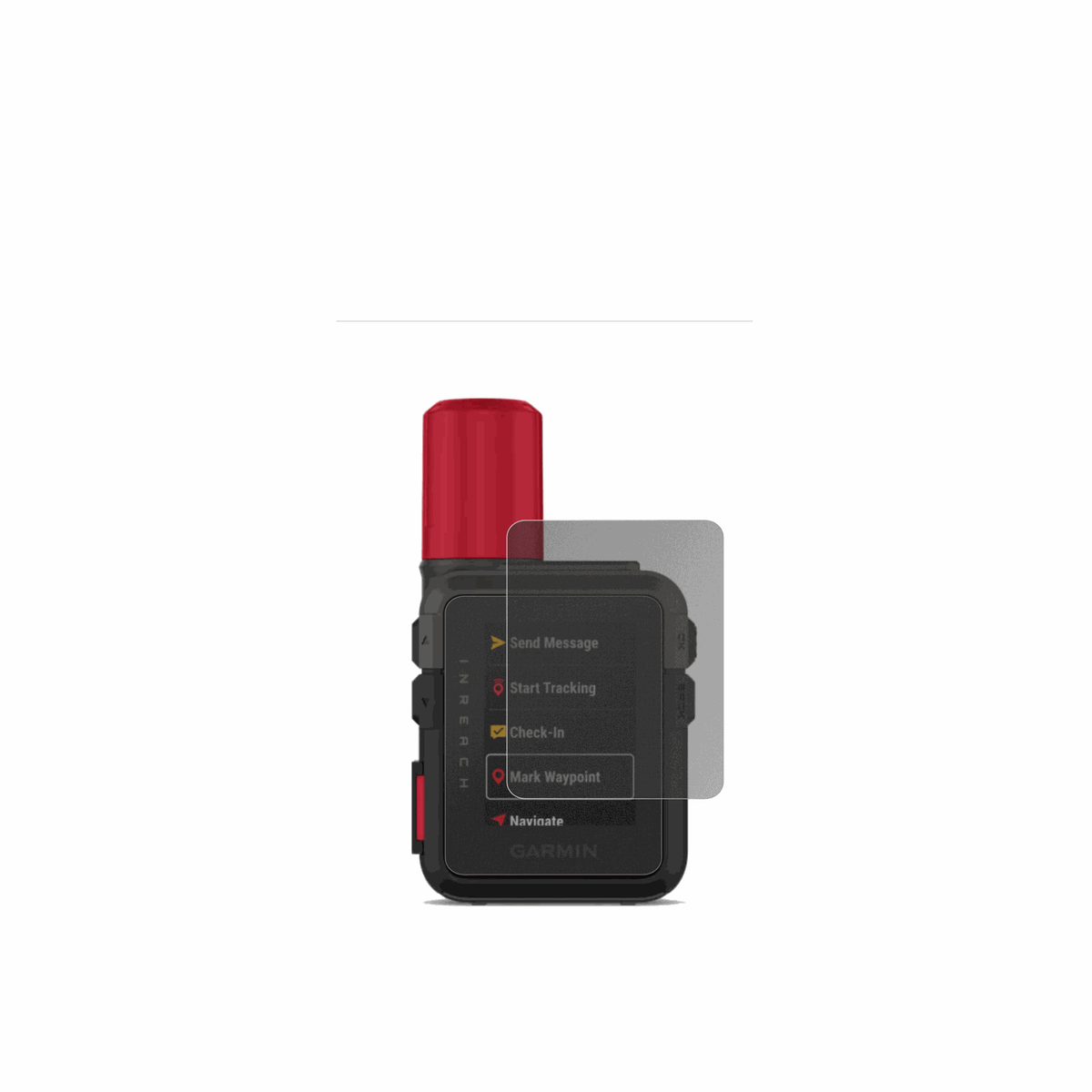 GarmininReach Mini 3 Plus mit aufgebrachtem dipos Displayschutz, der seitliche Einblicke blockiert