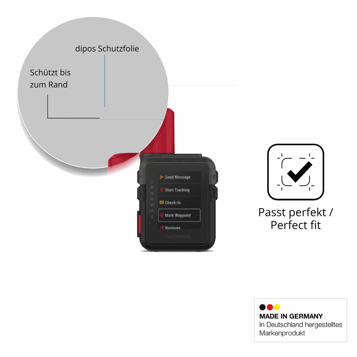 Schutz gegen Kratzer auf dem Garmin inReach Mini 3 Plus Glas durch Schlüssel oder Ähnliches