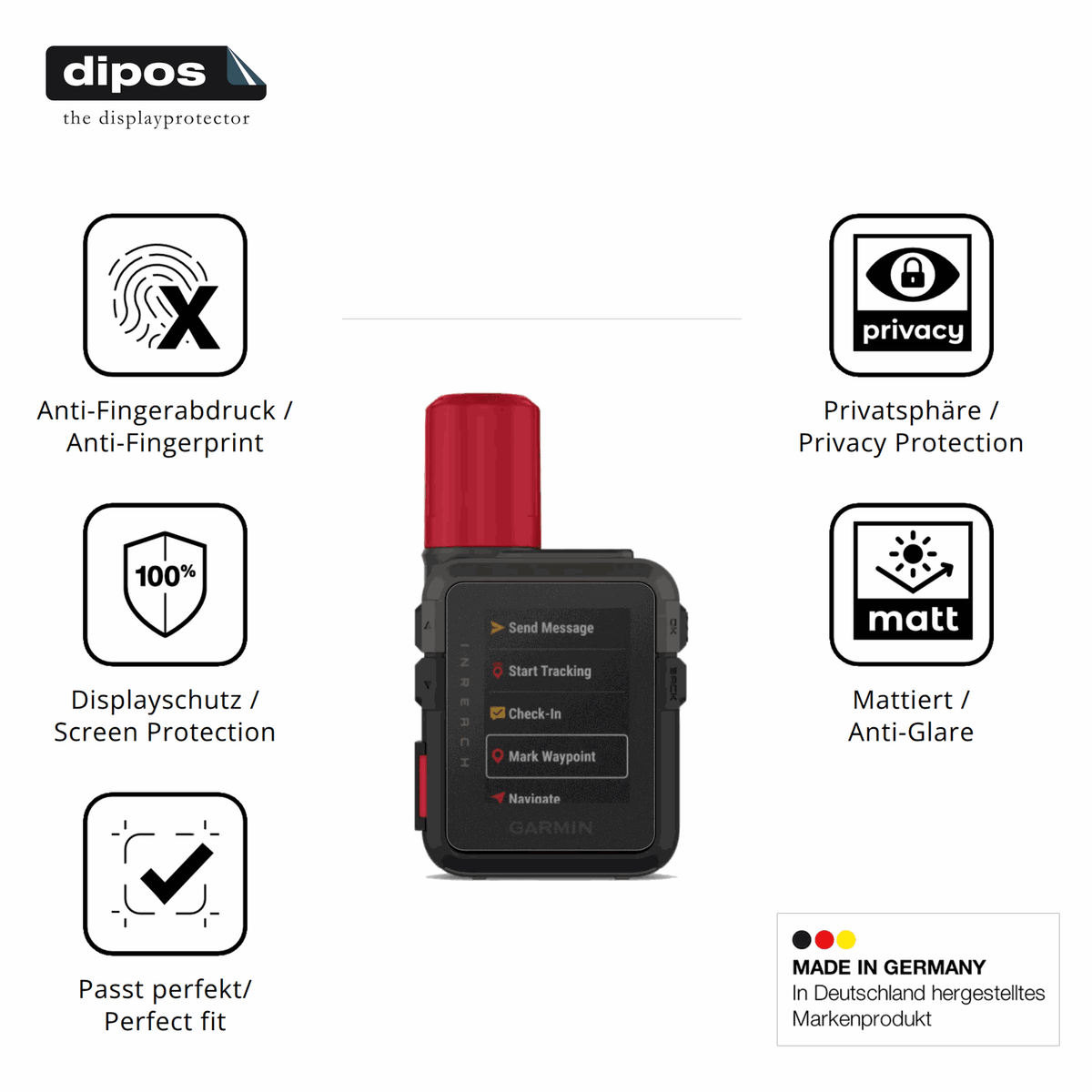 Privatsphäre-Schutz durch Sichtschutz-Folie passend zugeschnitten für Garmin inReach Mini 3 Plus