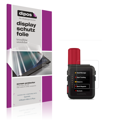 Klare Displayschutzfolie von dipos passend für Garmin inReach Mini 3 Plus, präziser Zuschnitt und blasenfrei montiert