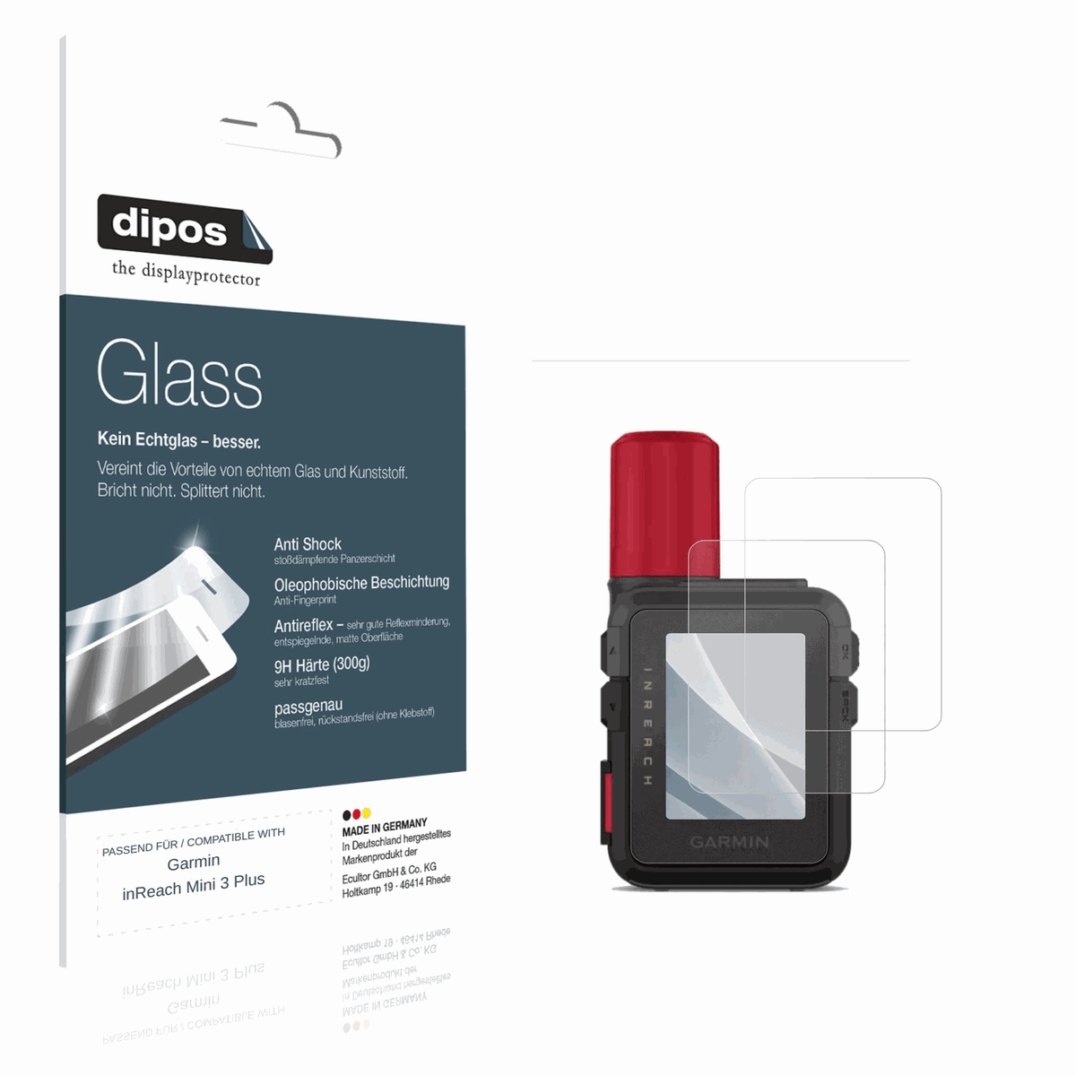 Matte Displayschutzfolie von dipos passend für Garmin inReach Mini 3 Plus, 9H kratzfest und blasenfrei montiert