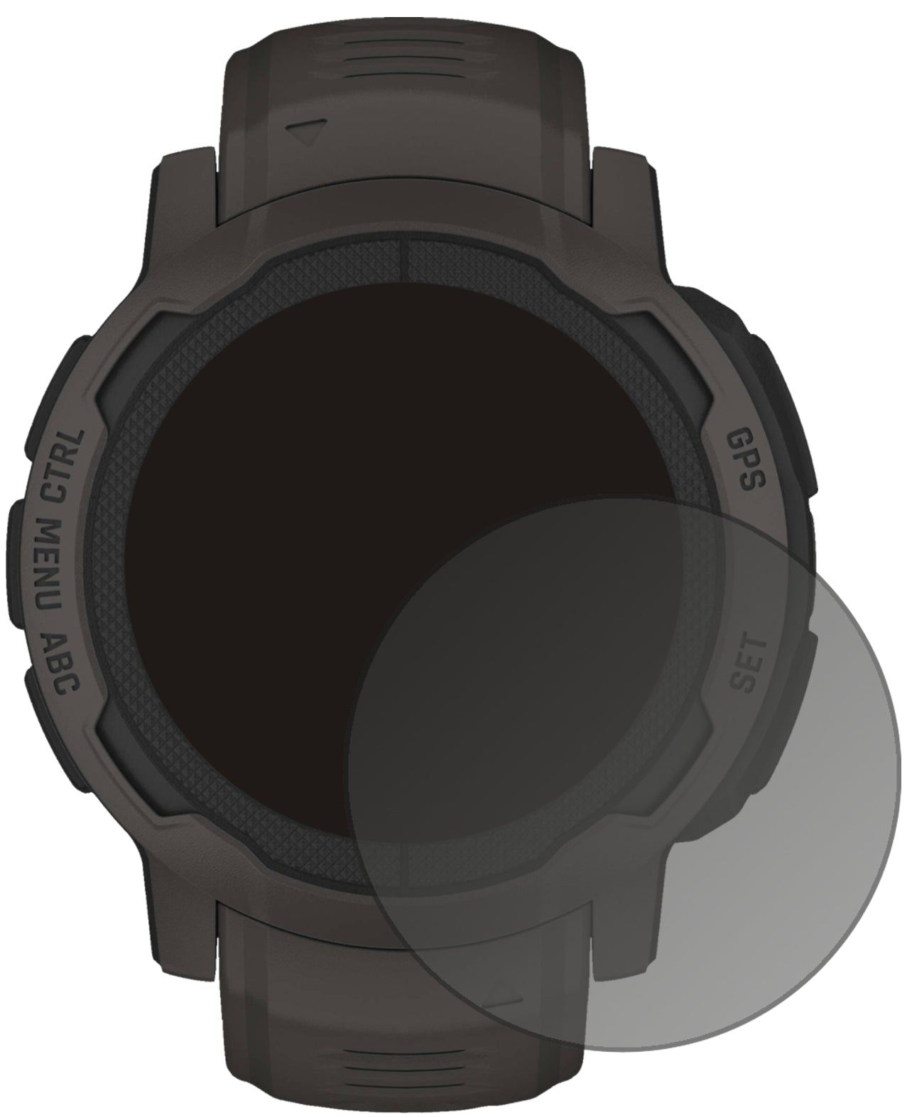 GarminInstinct 2 (45mm) mit aufgebrachtem dipos Displayschutz, der seitliche Einblicke blockiert