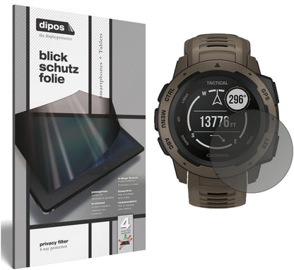 Blickschutzfolie von dipos passend für Garmin Instinct Tactical Edition, präziser Zuschnitt und blasenfrei montiert