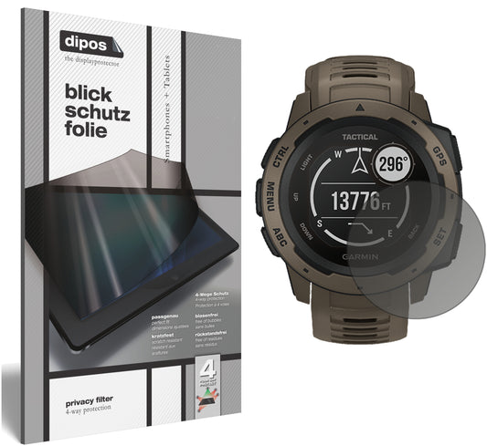 Blickschutzfolie von dipos passend für Garmin Instinct Tactical Edition, präziser Zuschnitt und blasenfrei montiert