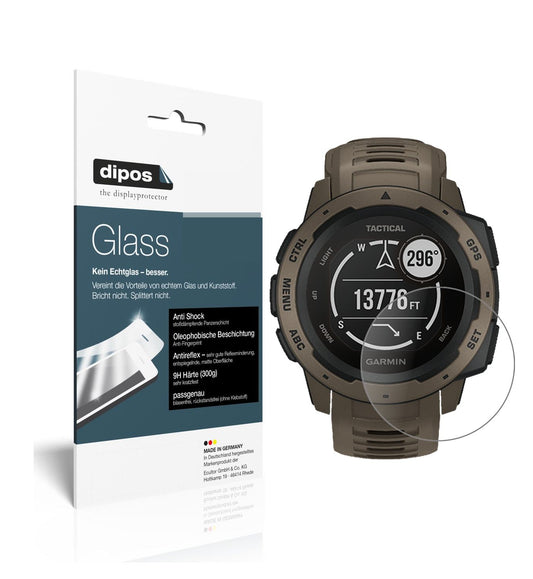 Matte Displayschutzfolie von dipos passend für Garmin Instinct Tactical Edition, 9H kratzfest und blasenfrei montiert