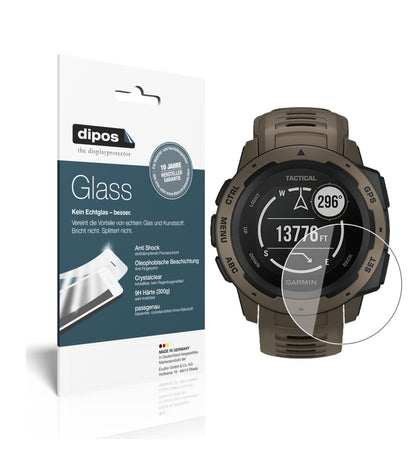 Klare Displayschutzfolie von dipos passend für Garmin Instinct Tactical Edition, 9H kratzfest und blasenfrei montiert