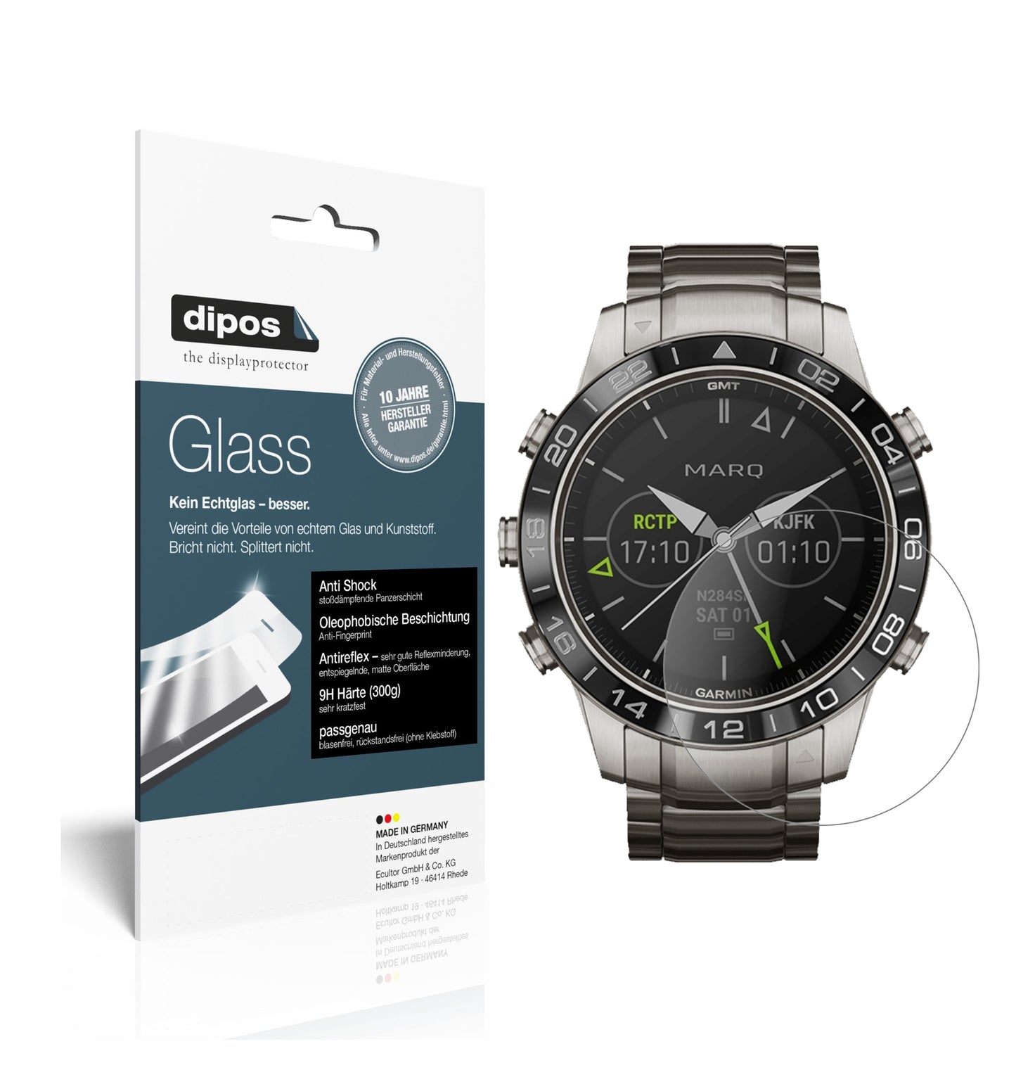 Matte Displayschutzfolie von dipos passend für Garmin MARQ Aviator, 9H kratzfest und blasenfrei montiert