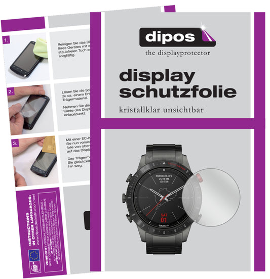 Klare Displayschutzfolie von dipos passend für Garmin MARQ Driver, präziser Zuschnitt und blasenfrei montiert