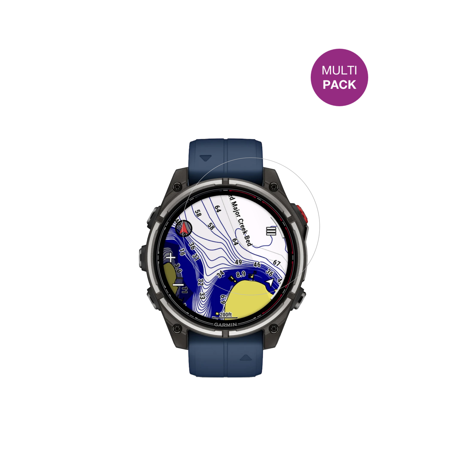 Garminquatix 8 Pro 47mm mit aufgebrachter dipos Displayschutzfolie, glasklare Darstellung ohne Einschränkungen