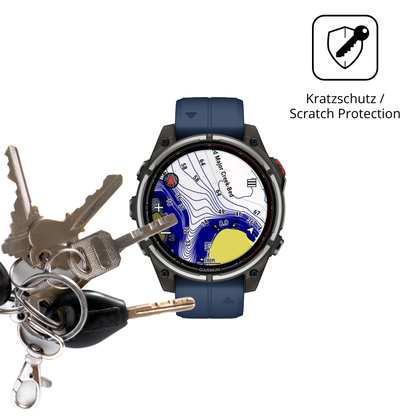 Schutz gegen Kratzer auf dem Garmin quatix 8 Pro 47mm Glas durch Schlüssel oder Ähnliches