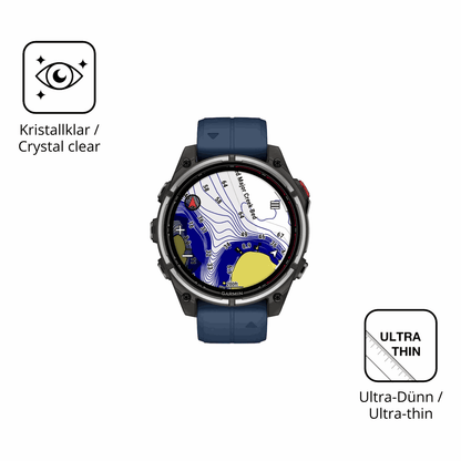 Dünne und klare Folie passend zugeschnitten für Garmin quatix 8 Pro 47mm
