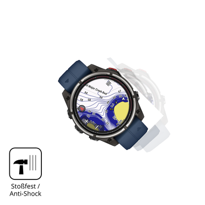 Schutz gegen Kratzer auf dem Garmin quatix 8 Pro 47mm Glas durch Schlüssel, Stöße gegen die Tischkante oder Stürze