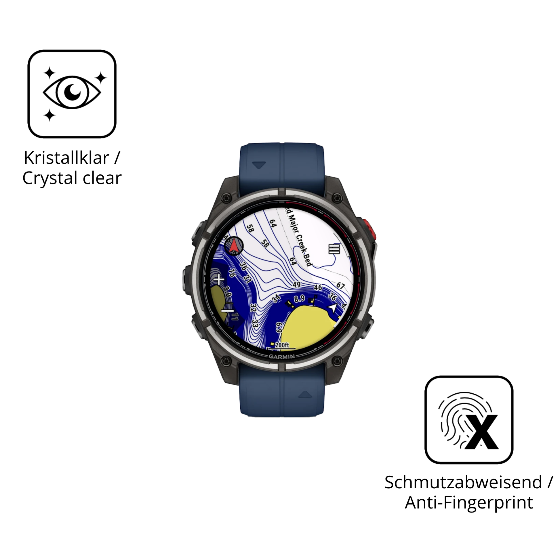 Flexible TPU-Folie passend zugeschnitten für Garmin quatix 8 Pro 47mm, vollständige Abdeckung