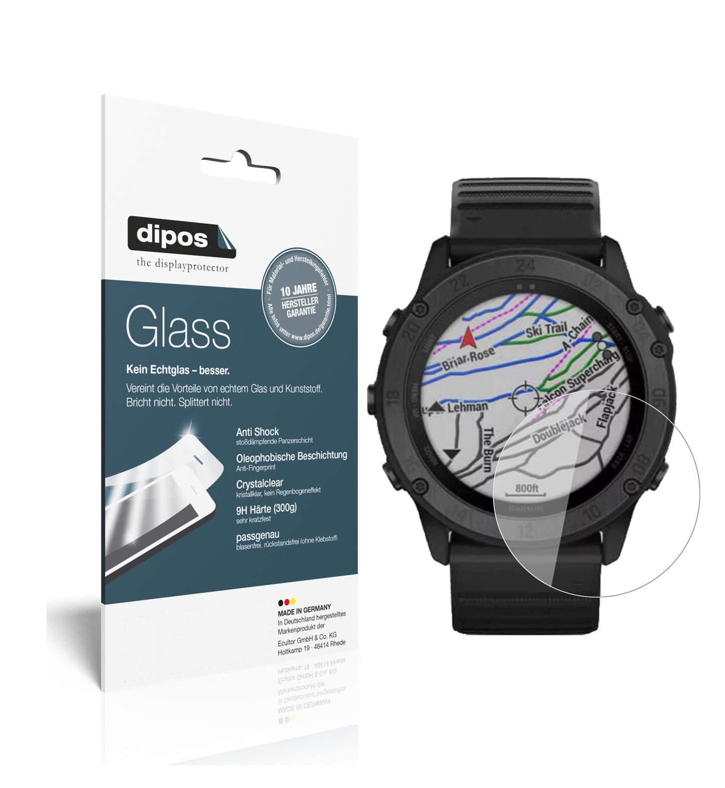 Klare Displayschutzfolie von dipos passend für Garmin tactix Delta, 9H kratzfest und blasenfrei montiert