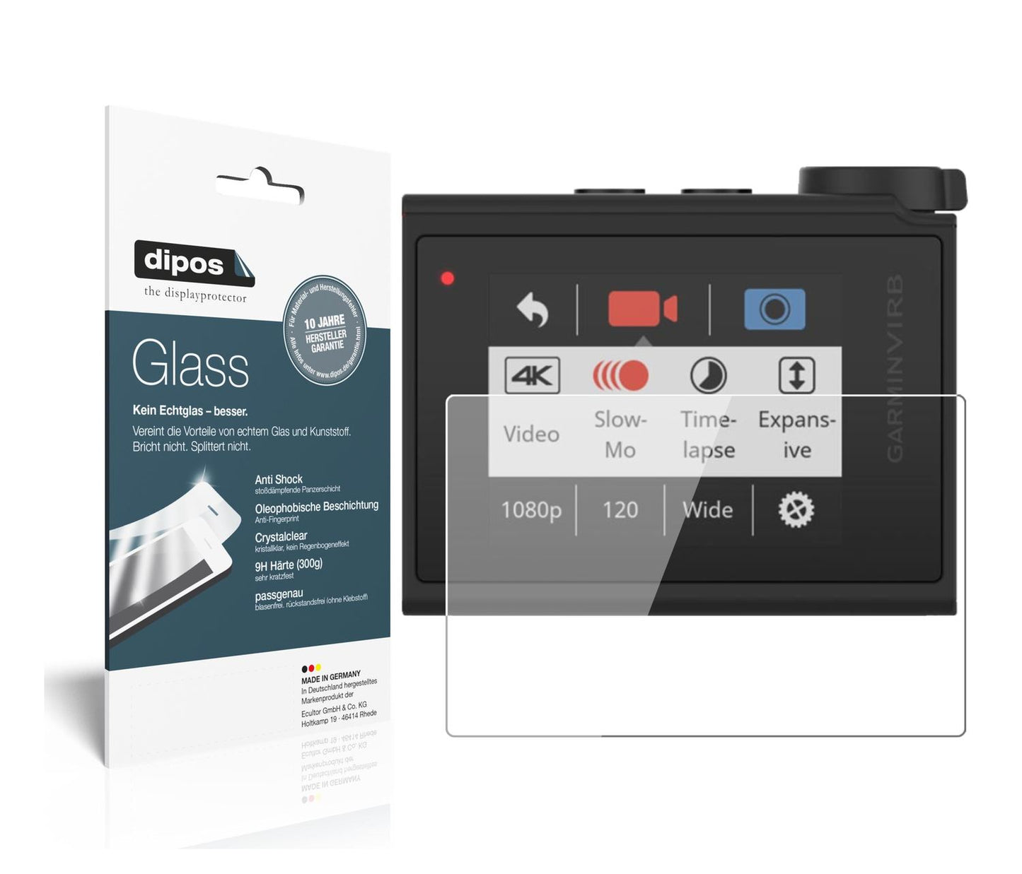 2x Screen Protector for Garmin Virb Ultra 30 Flexible Glass 9H dipos